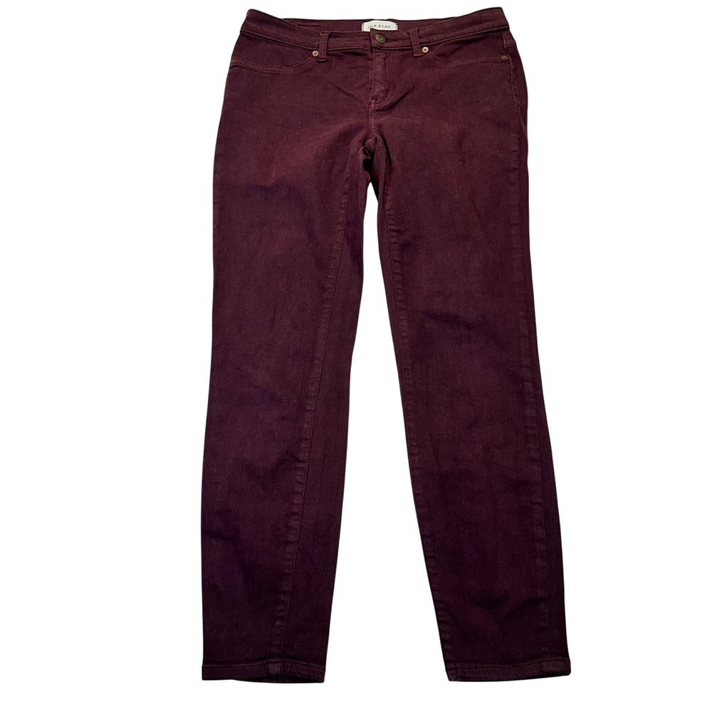 Lila Ryan Skinny Pants Women 29 Port Burgundy Wine Stretch Casual‎ Office 164304